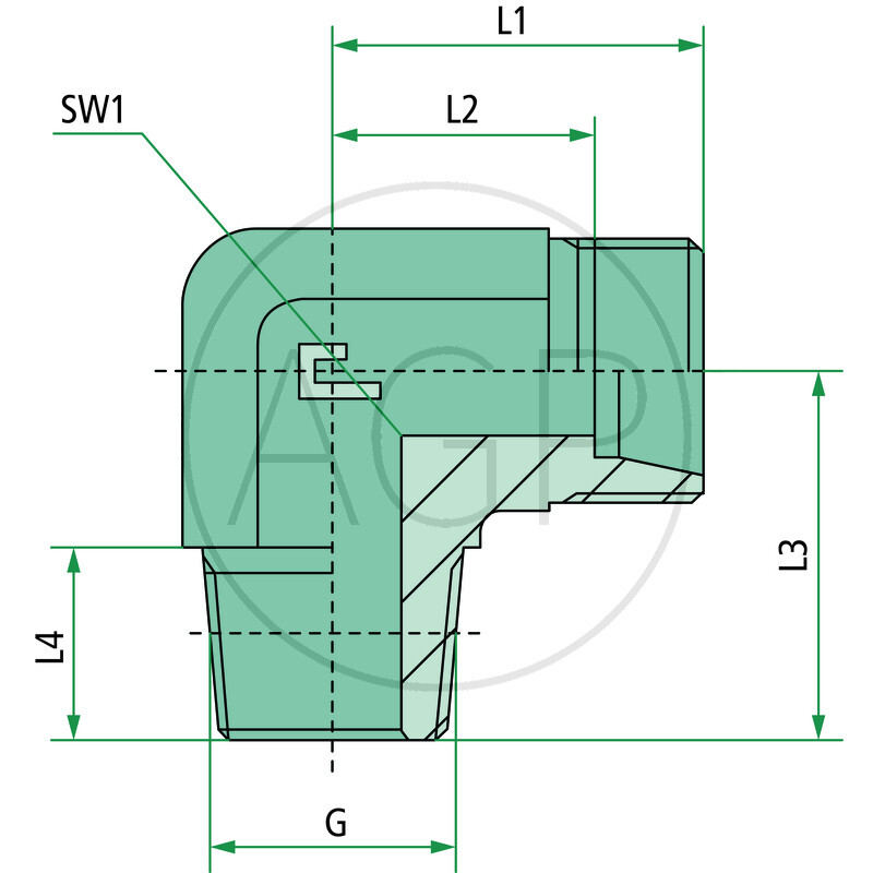 Jednoduché šroubení 90° X-WER 12 L 3/8 KEG se závitem M18 x 1,5