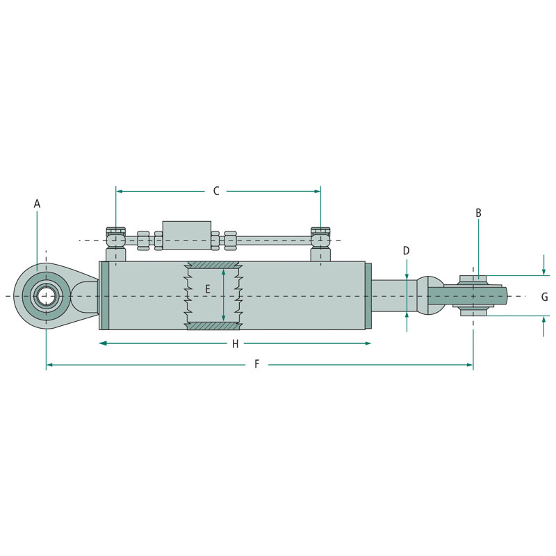 Hydraulický třetí bod o průměru ok 19 mm a  o délce 530 - 810 mm včetně bezpečnostního zámku