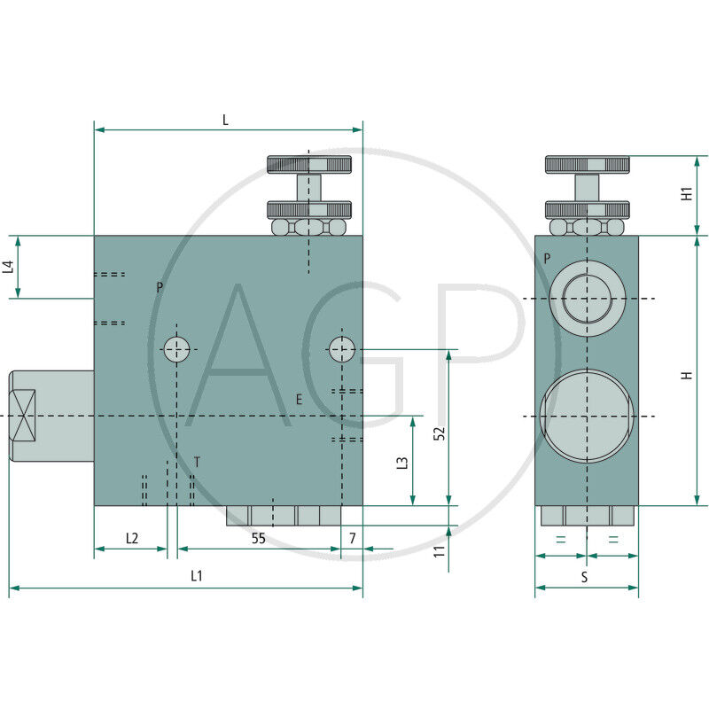 3-cestný regulační průtok ventilu DWST-T-06-RV