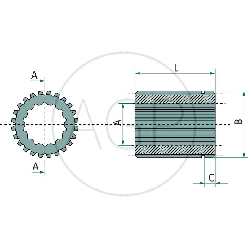 Objímka spojky 50x45 x 12/24DP,T14