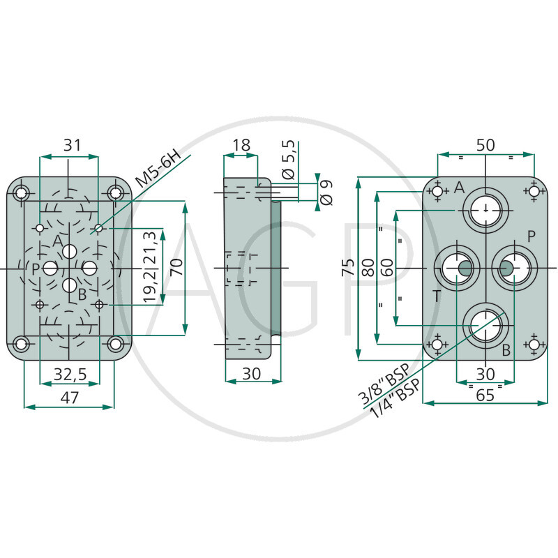 NG06-přípojná deska H 3/8 BSP