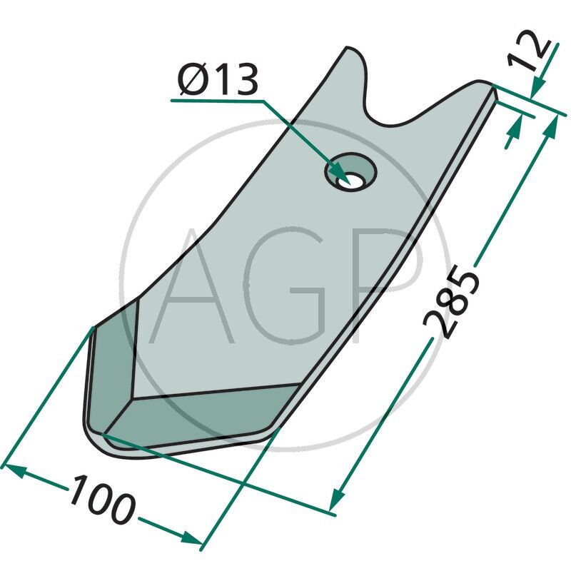 Hrot dláto 285 x 100 x 12 mm pro těžké kultivátory Köckerling Topmix