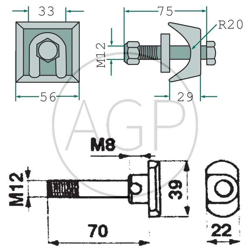 Šroub M12 x 72 pro upevnění pera obraceče Krone
