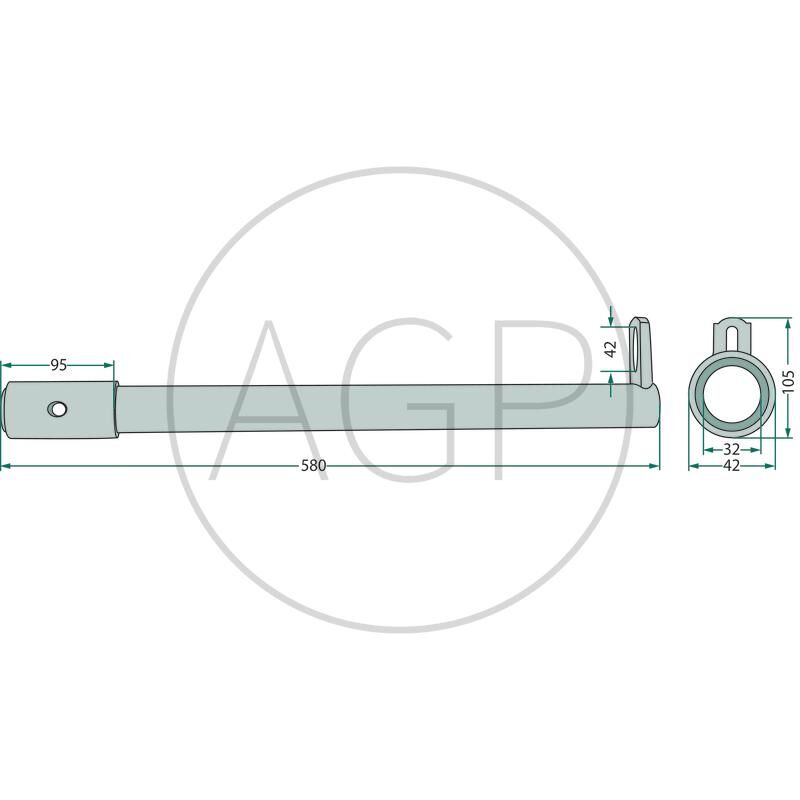 Držák ramene pera o délce 580 mm pro shrnovač píce Kuhn na typy GA