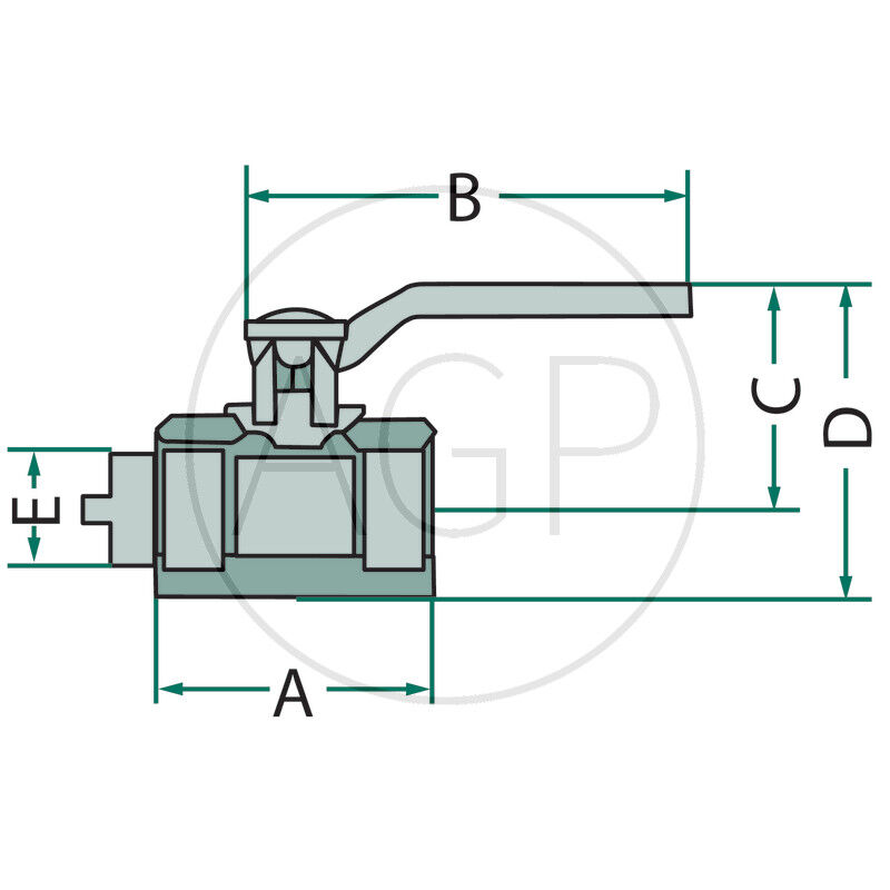 Mosazný kulový ventil, přípoj 2 1/2, montážní délka 131 mm, 2-cestný ventil, 2 1/2 vnitřní závit
