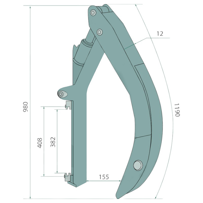 Hydraulické přidržovací rameno / rampovač pro paletizační vidle FEM2 / ISO2