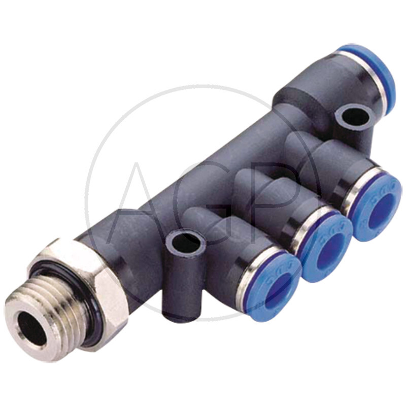 B-VTE-1x8-3x6-1/4-KU Rozdělovač-konektorový přípoj-šroubení