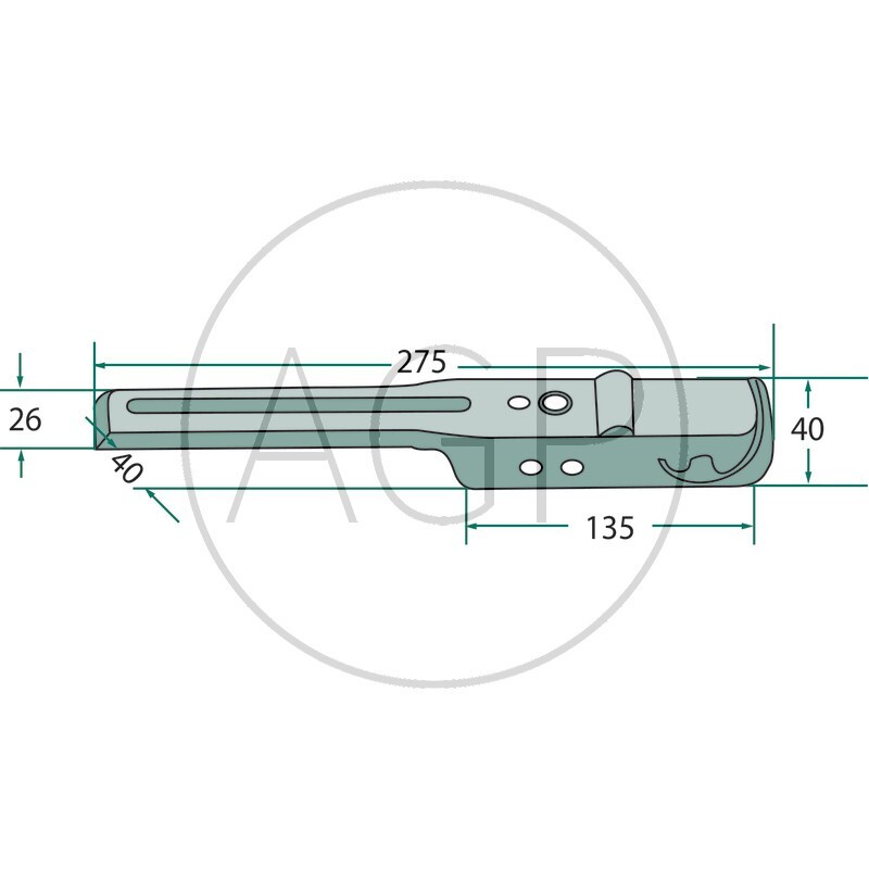 Karhák rovný výklopný 275 mm levý i pravý typ 664 N s automatickým nastavením háku