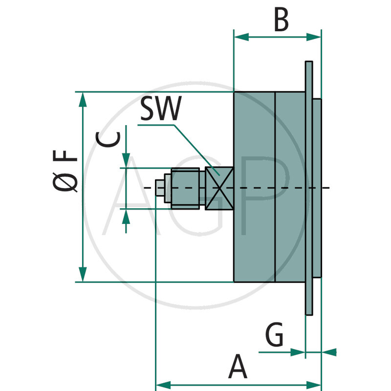 M-FH-40-0/2,5-1/8-St-bar/psi D=40mm Zadní přípoj