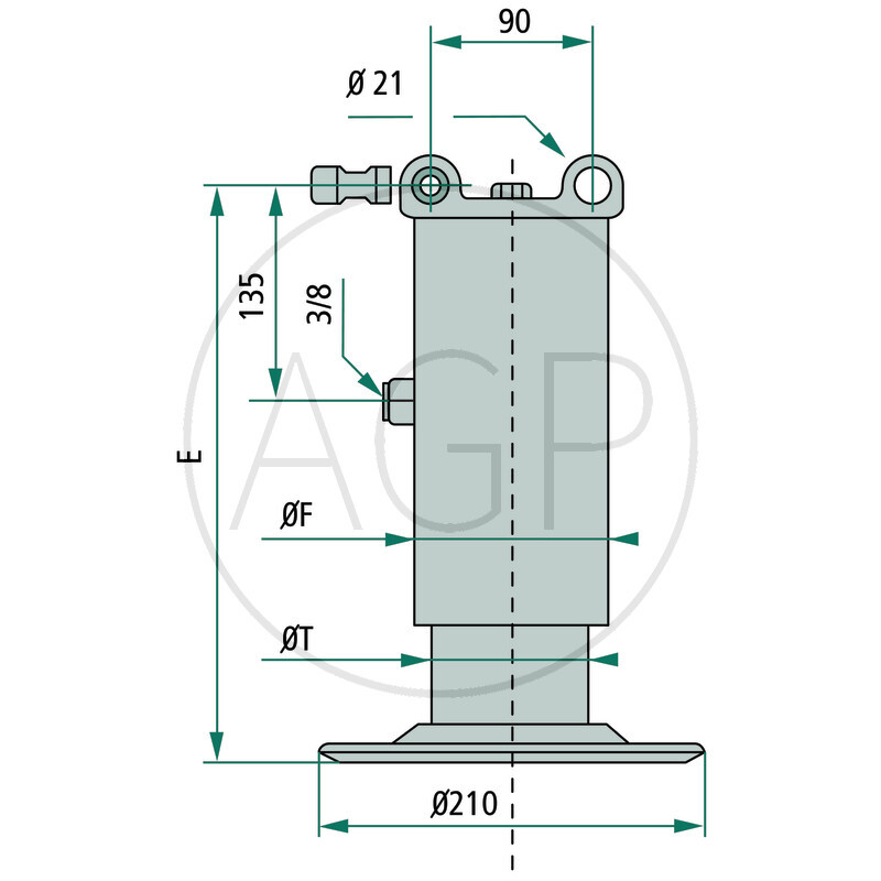 Hydraulická opěrná noha k přívěsu jednočinná o výšce 39 cm a se zdvihem 19 cm s nosností 7 tun