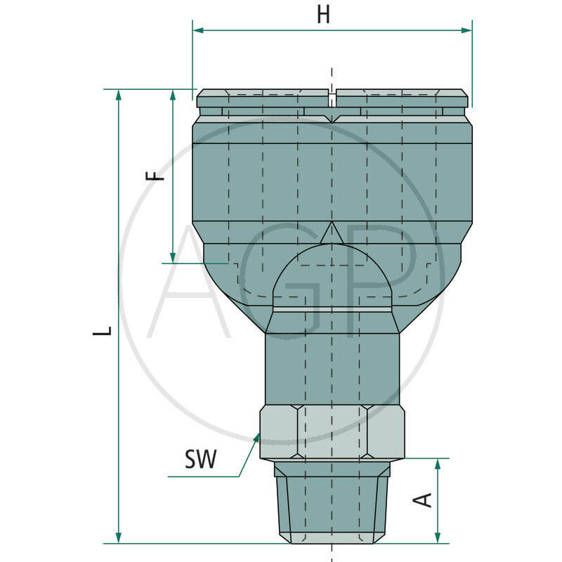 B-YEk2-6-1/8-KU Y-Šroubení