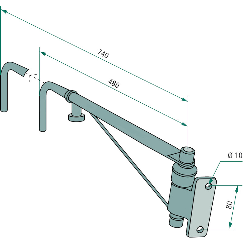 Teleskopický držák zpětného zrcátka levý výsuvný 480-740 mm vhodný pro traktory Claas