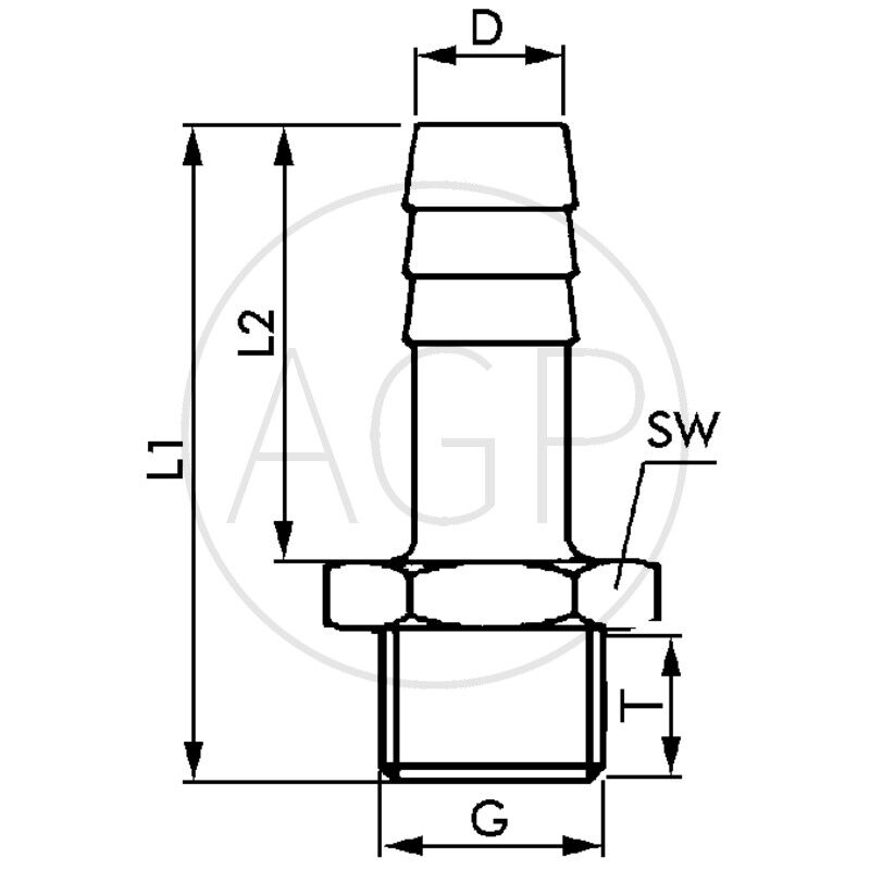Přímá šroubovací násada, hadice vnitřní Ø 38 mm
