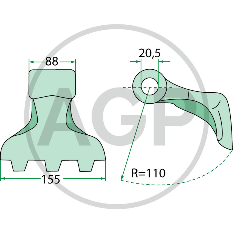 Mulčovací kladivo pro mulčovače Willibald, Nobili, Kuhn o šířce kladiva 155 mm
