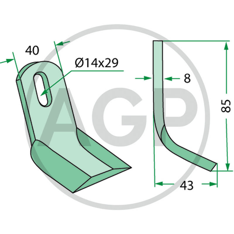 Nůž mulčovače vhodný pro Agrimaster, Ferri, Howard, Zampini, Zanon