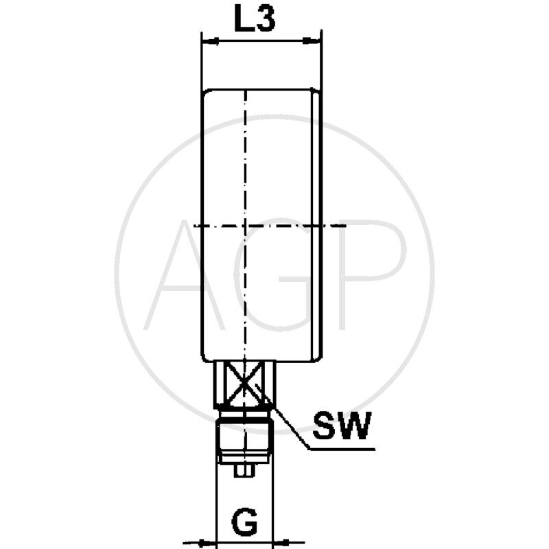 M-SU-50-0/6-1/4-KU-bar/psi Trubkový pružinový manometr