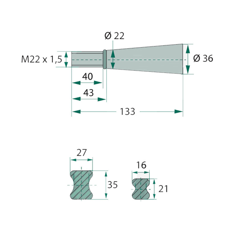Hrot na balíky 110 cm kovaný se závitem M22x1,5 na seno a slámu o nosnosti 800kg