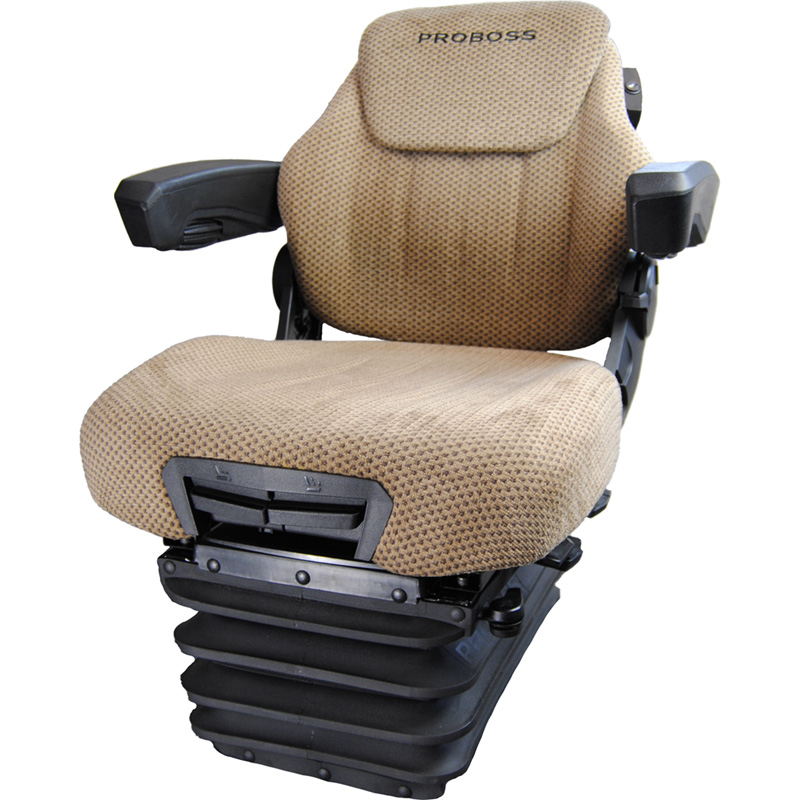 Vzduchové sedadlo Proboss s plnou výbavou, hnědým látkovým potahem s nosností 150 kg vhodný pro John Deere