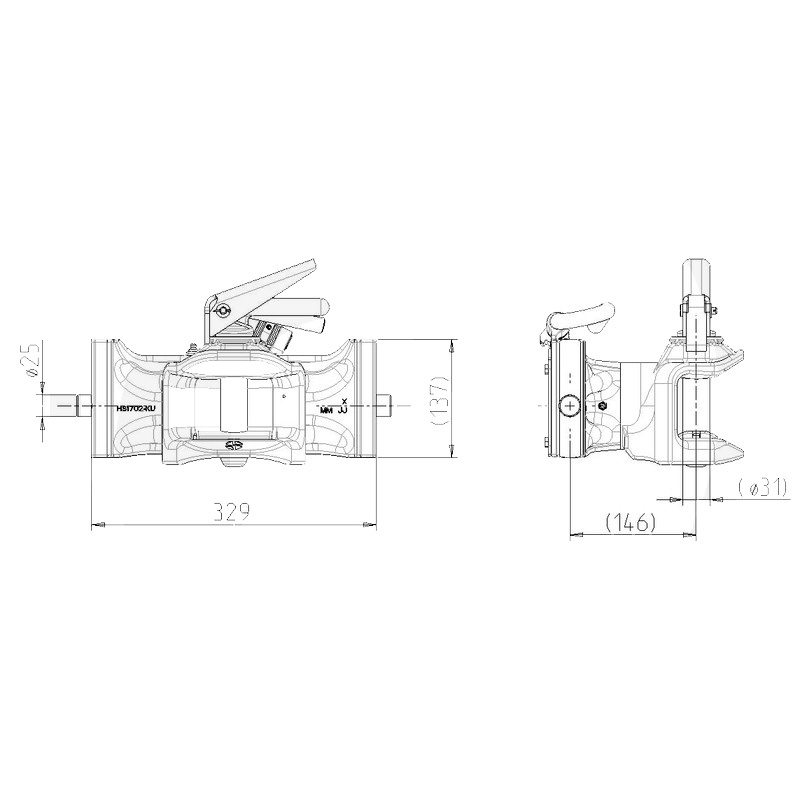 Sauermann závěs do etáže o šířce 330 mm s bočními čepy 25 mm a hlavním čepem 31 mm