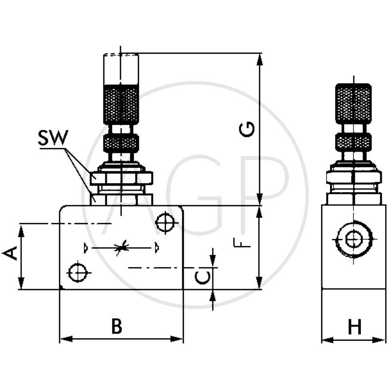L-DRVP-3/8-AL Precizní regulační zpětný ventil