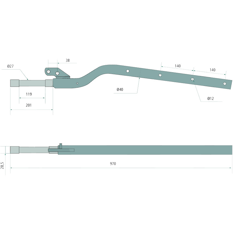 Rameno pro uchycení per na shrnovač píce Kuhn modely GA