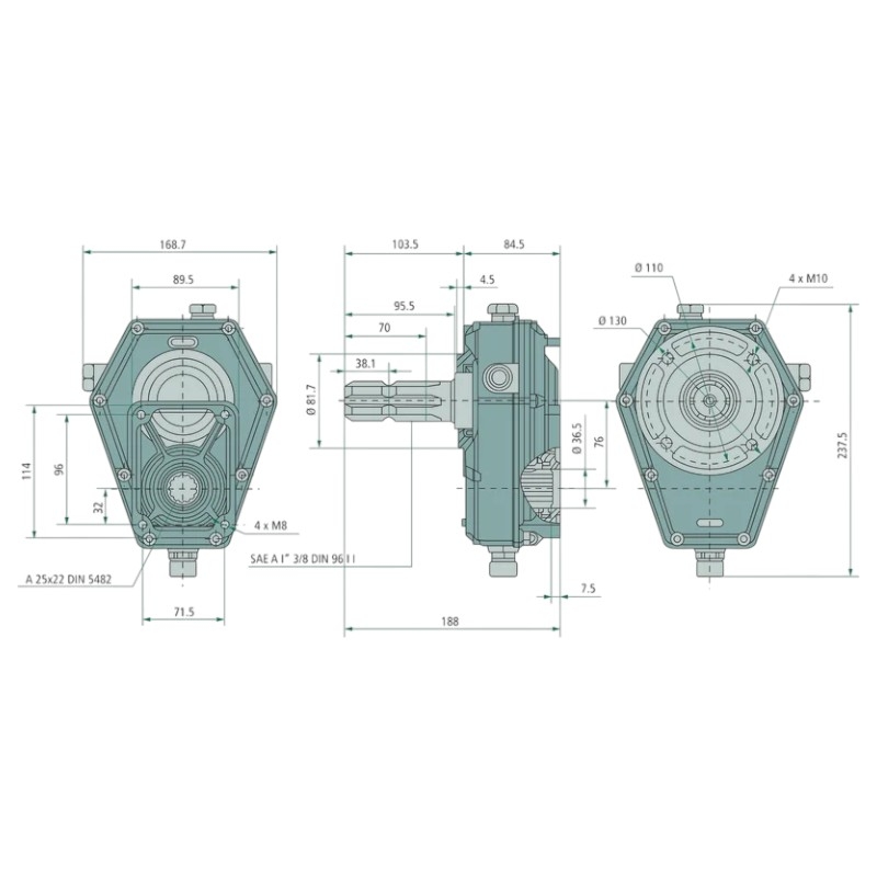 Převodovka pro hydraulické čerpadlo s převodovým poměrem 1:3