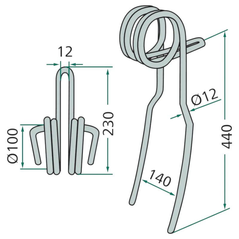 Zavlačovací pero dvojité 440 x 12 mm pro secí stroje Väderstad Rapid