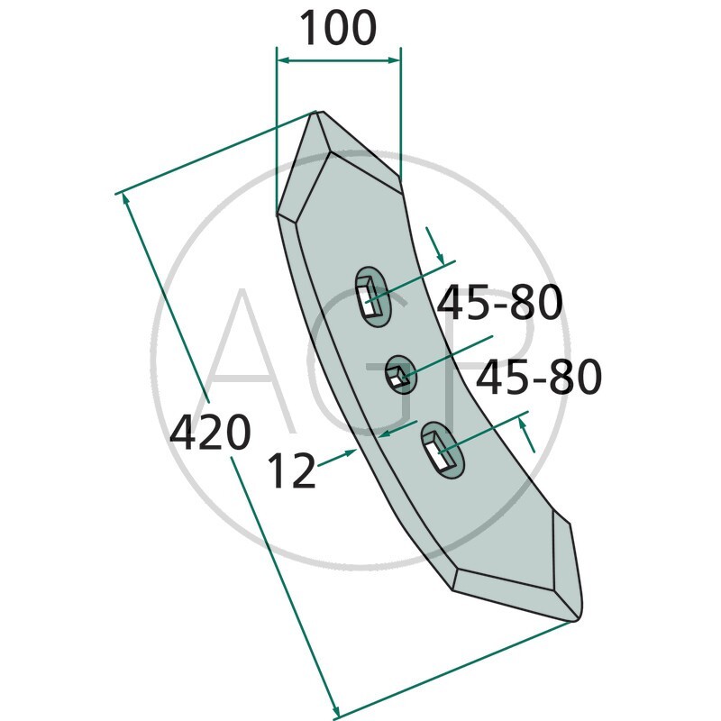 Radlice kultivátoru otočná pro těžké kultivátory Köckerling a Pöttinger o rozměru 420 x 100 x 12 mm