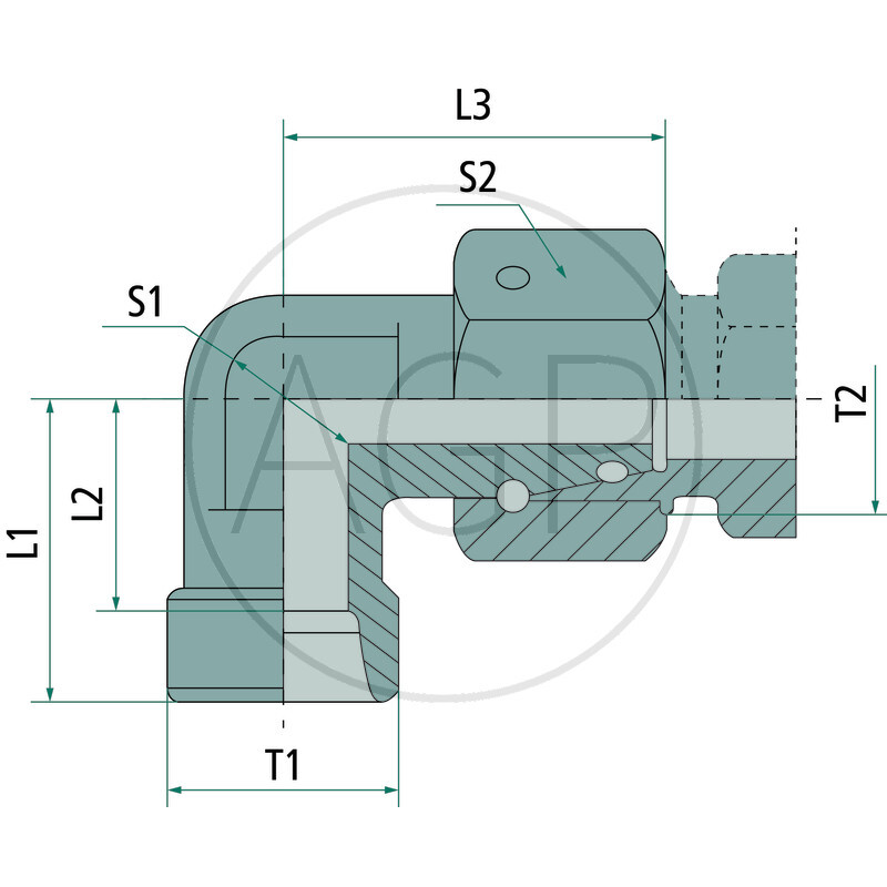 Úhlově nastavitelné šroubení 90° X-EWV 14 S DKO se závitem M22 x 1,5