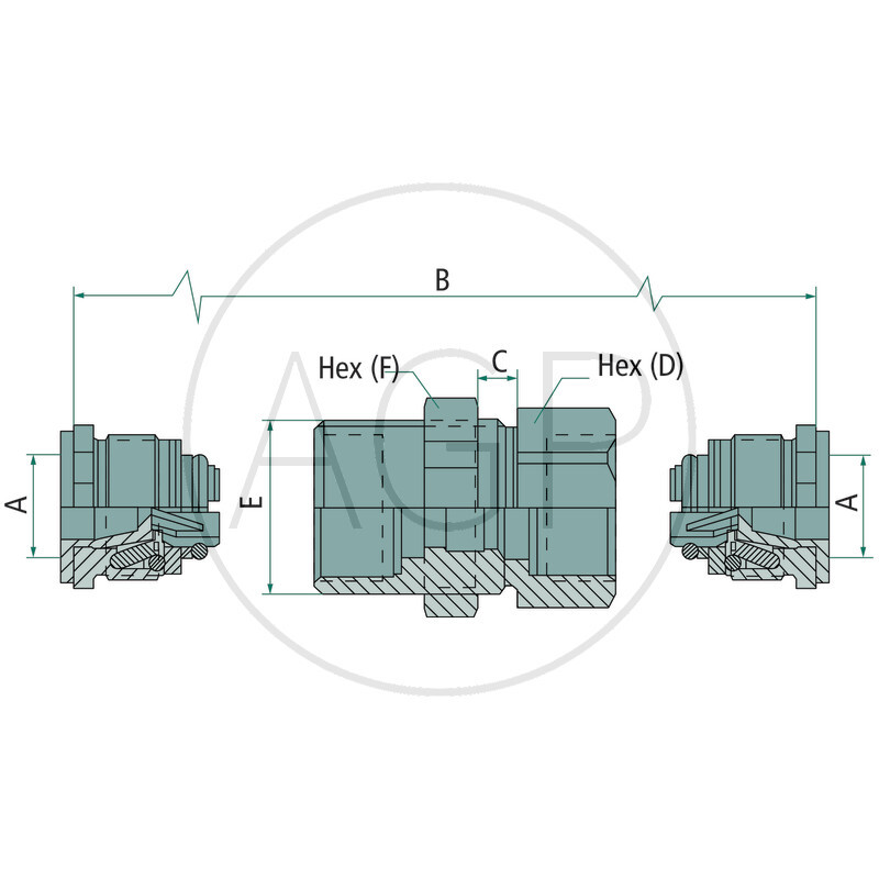 WEO-Zdířka 1/4 (10 mm) / 1/4 (10 mm); M20 x 1,5 vnější závit