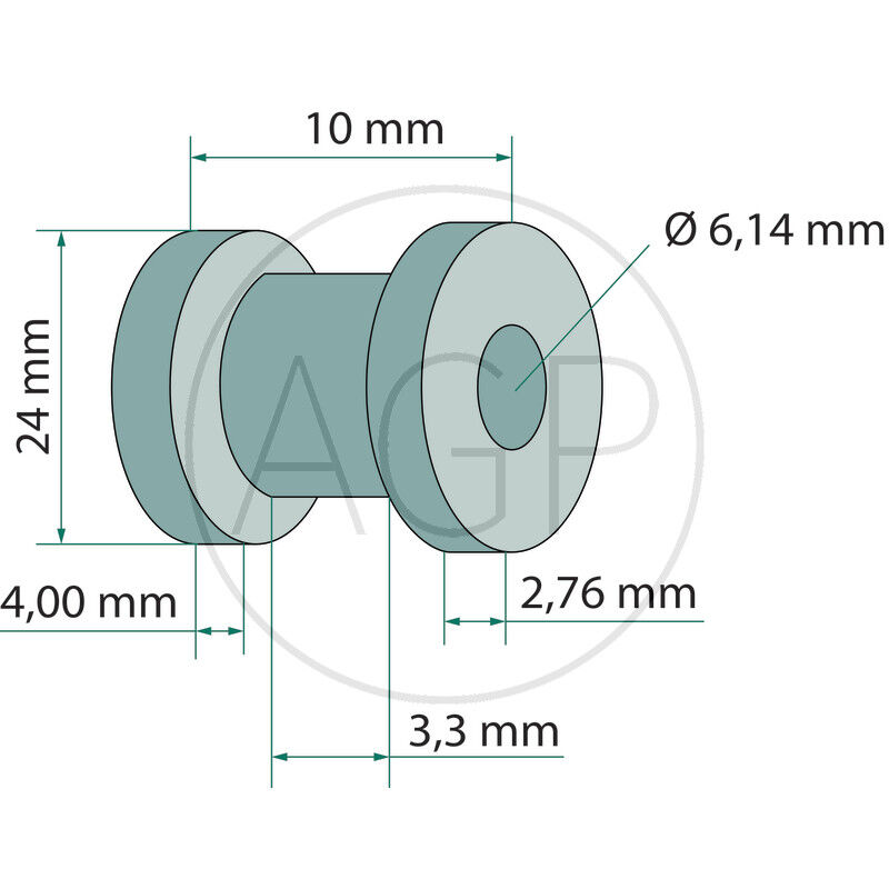 Závit oka o délce 10 mm a vnějším průměru 24 mm