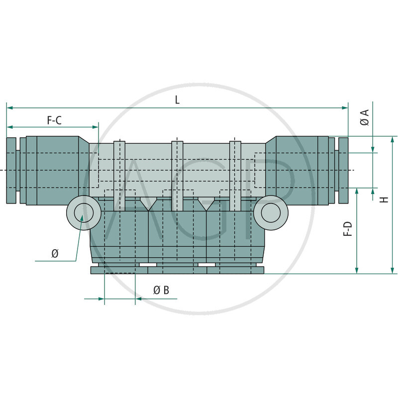 B-VTL-2x6-3x4-KU Rozdělovač-konektorový přípoj