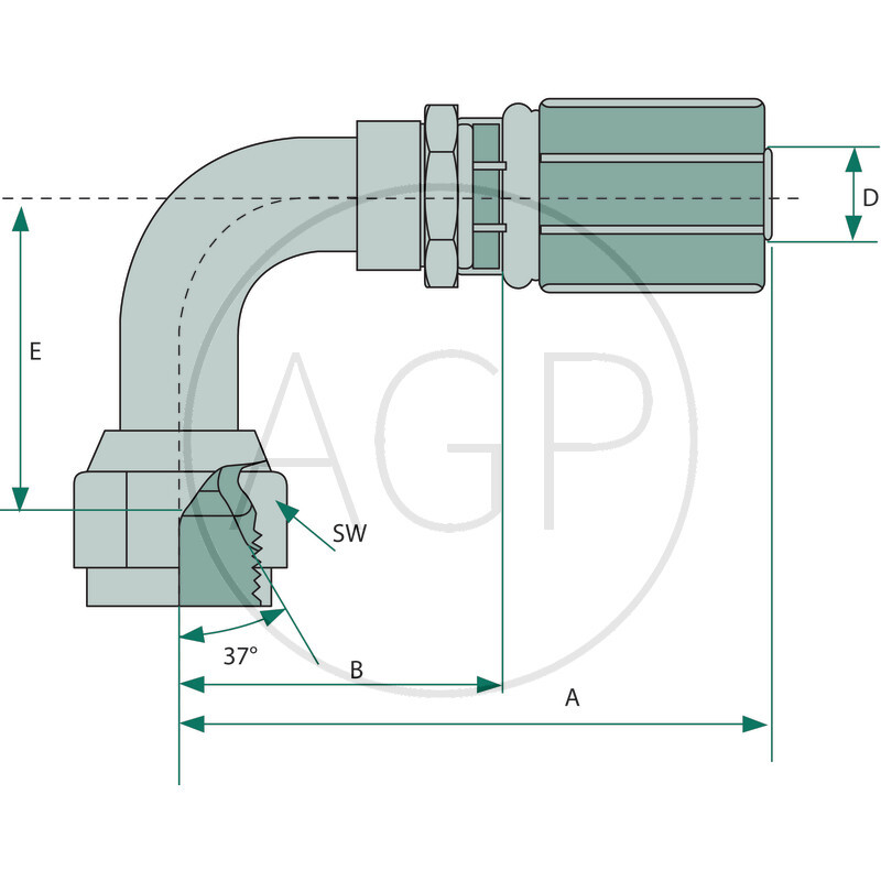 PNE 12 DKJ 7/8 90° SL=44,5