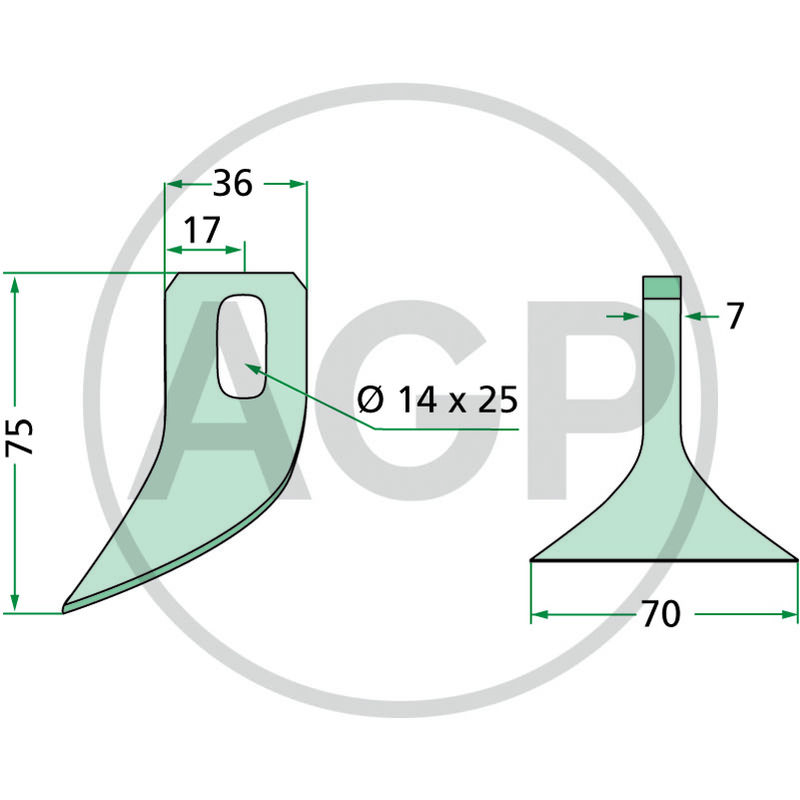 Nůž mulčovače vhodný pro Agrimaster, Agritec, John Deere, Maschio, Sovema, Terranova