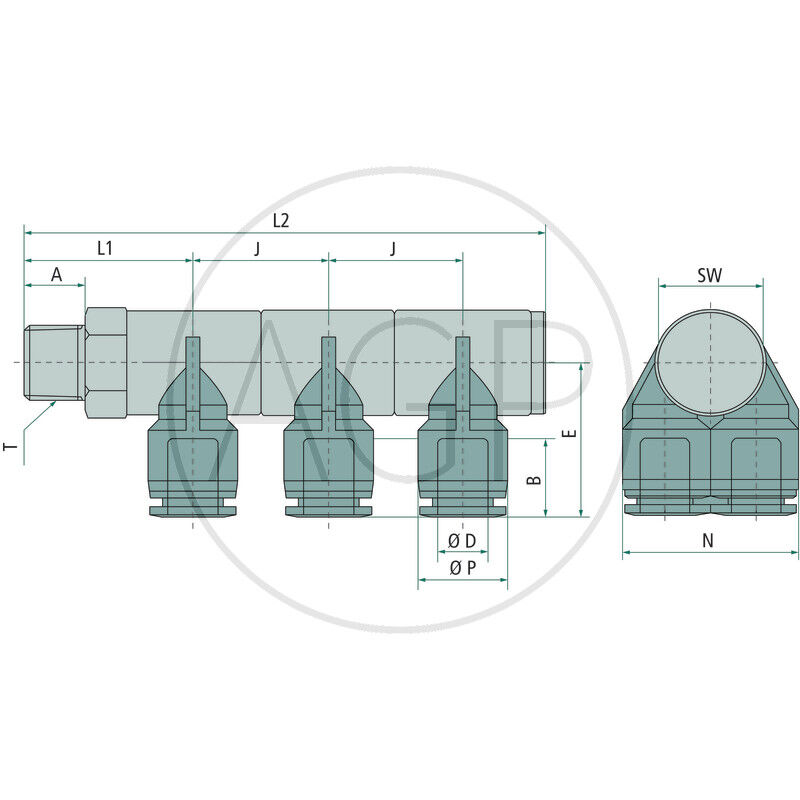 B-YVTEdk3-12-1/2-KU Y-rozdělovač-šroubení