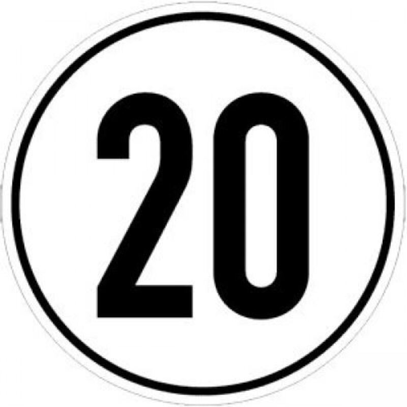 Samolepící fólie označení rychlosti 20 km/h o průměru 200 mm černé písmo