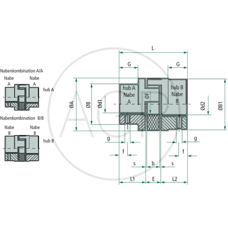 A38/45 B spojka, litina, nenavrtaná