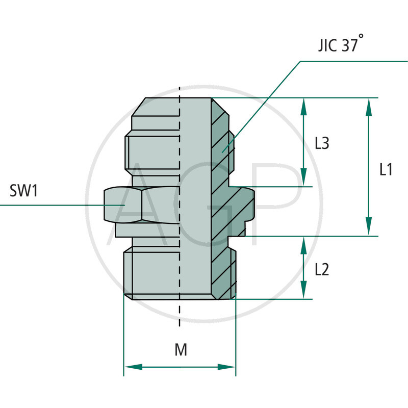 GA 1 5/8 M-JIC x 1 7/8-M-UNF-OR