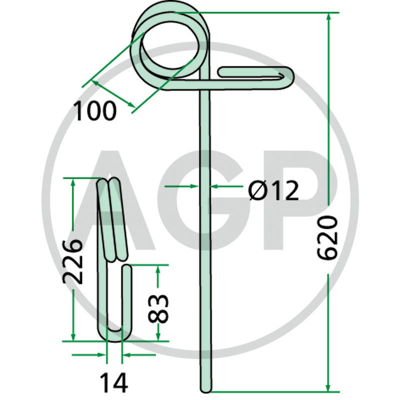 Zavlačovací pružné pero 620 x 12 mm