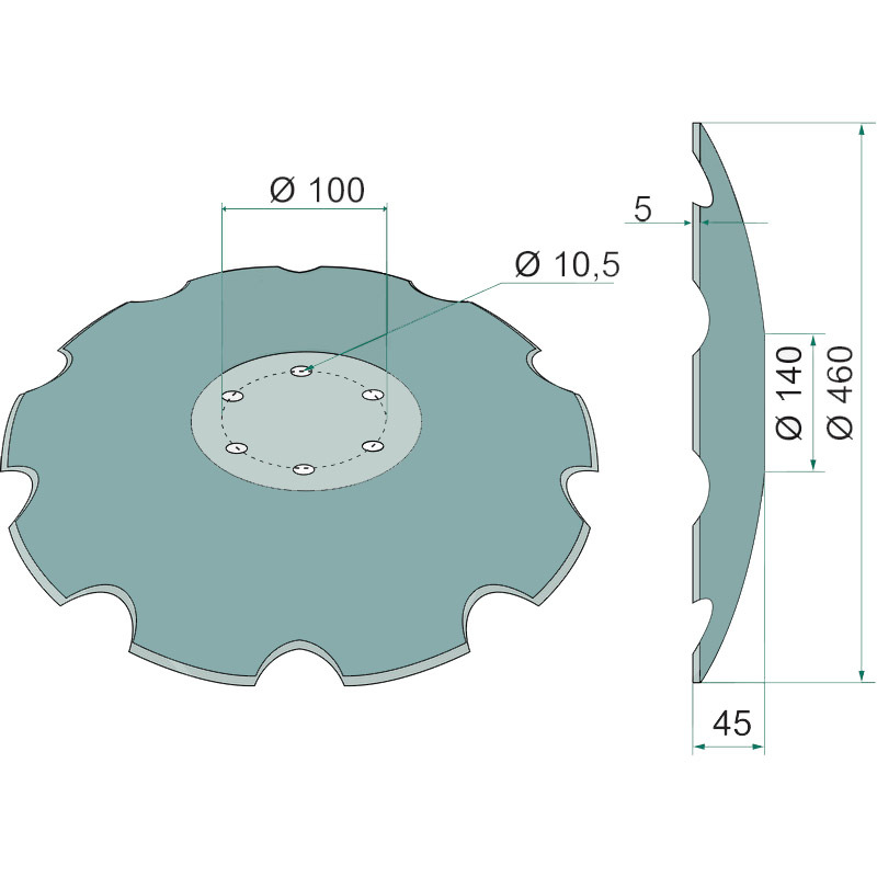 Ozubený disk o rozměru 460 x 5 pro diskový podmítač Lemken na typ Heliodor