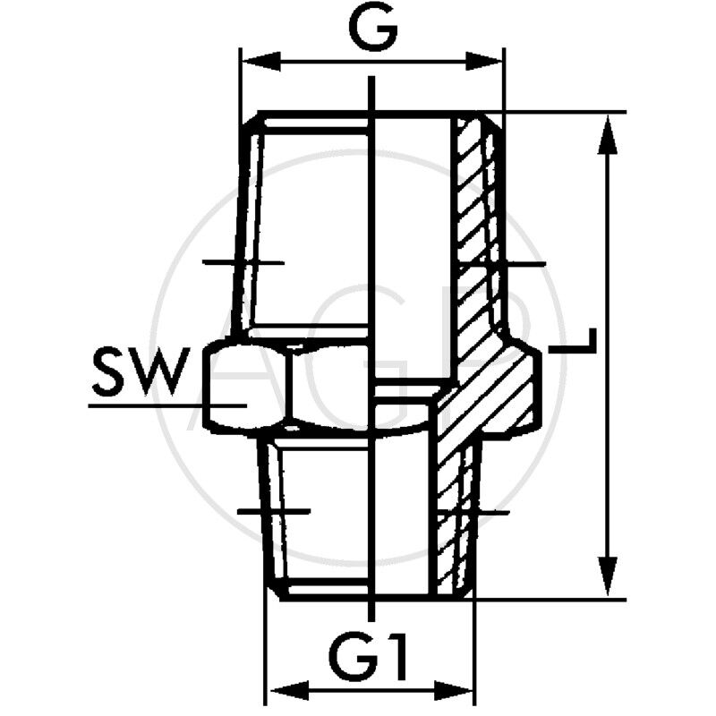 F-Drk-1-1/2-VA Oboustranné šroubení