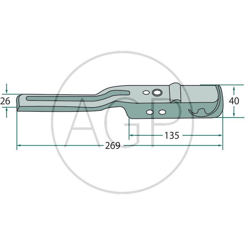 Karhák zahlý doprava výklopný 269 mm typ 664 N s automatickým nastavením otočného háku