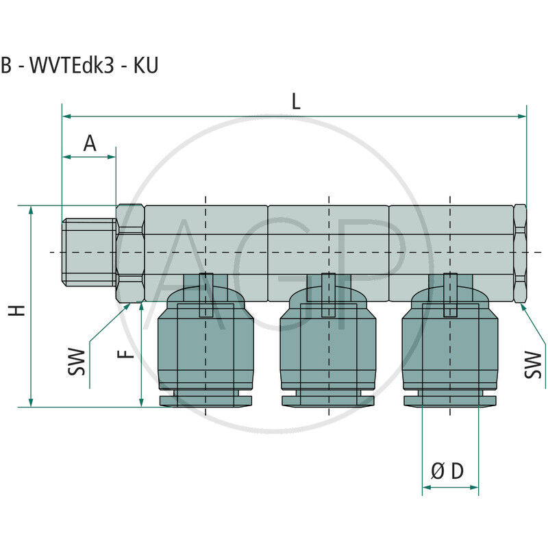 B-WVTEdk3-10-1/2-KU Úhlový rozdělovač-šroubení