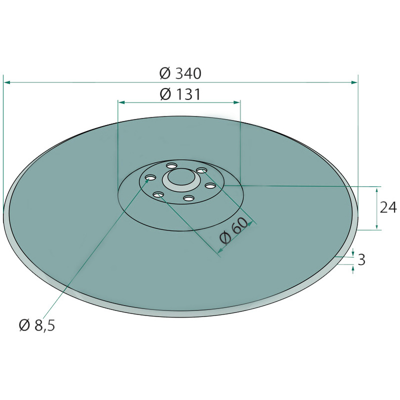 Disk hladký pro secí stroj Horsch na typ Maistro, Pronto o vnějším průměru 340 mm a síle 3 mm