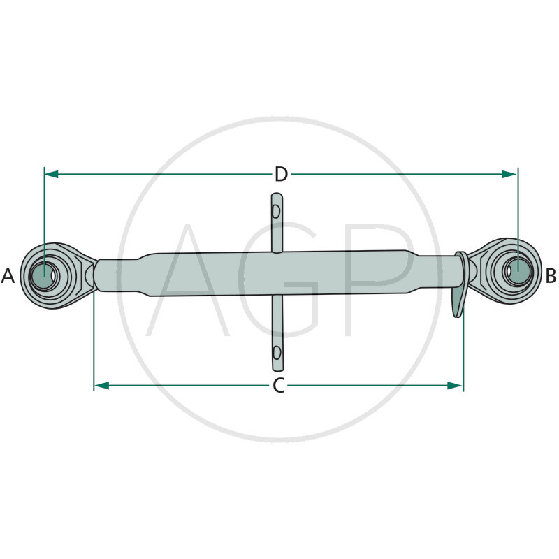 Třetí bod o délce 300-370 mm se závitem M30 x 3,5 mm a průměru oka 19 a 25 mm