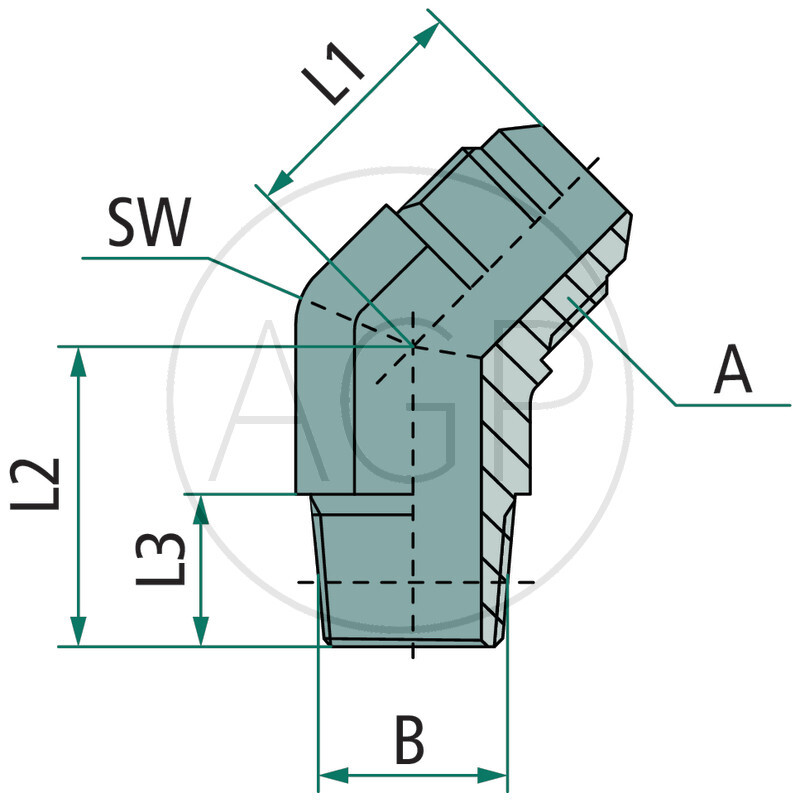 WA 3/4 M-JIC x 3/4 M-NPT 45°