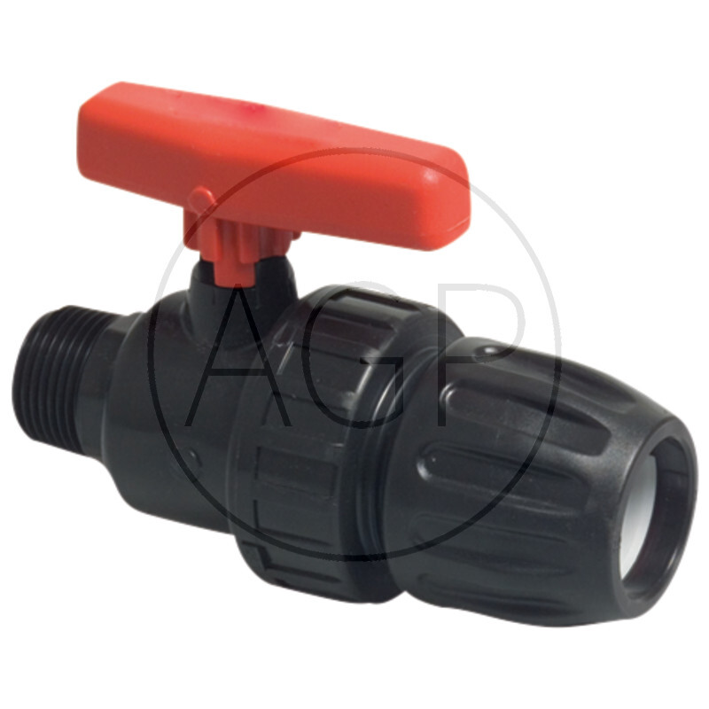 Kulový ventil s vnějším Ø trubky 63 mm, připojovací závit 2 AG