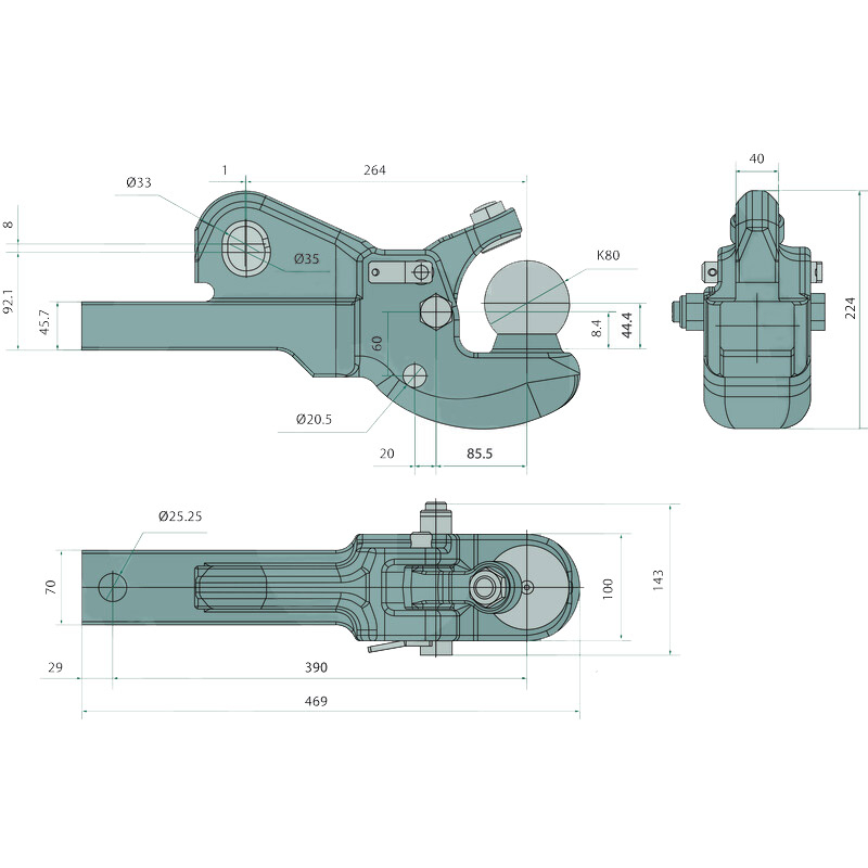 Scharmüller Pick-Up Hitch sada 80 hodící se pro John Deere