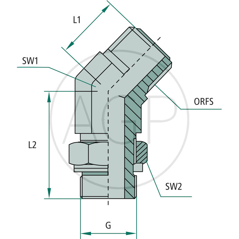WAE 11/16 M-ORFS x 3/8 M-BSP 45°
