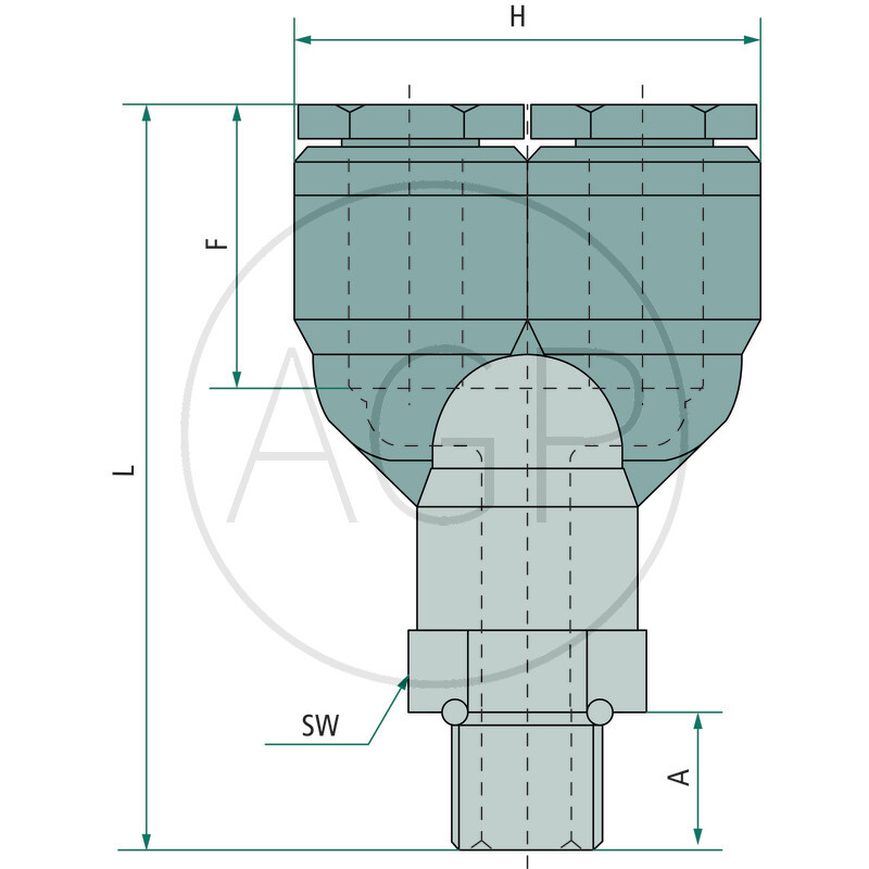 B-YE-8-1/8-KU Y-Šroubení